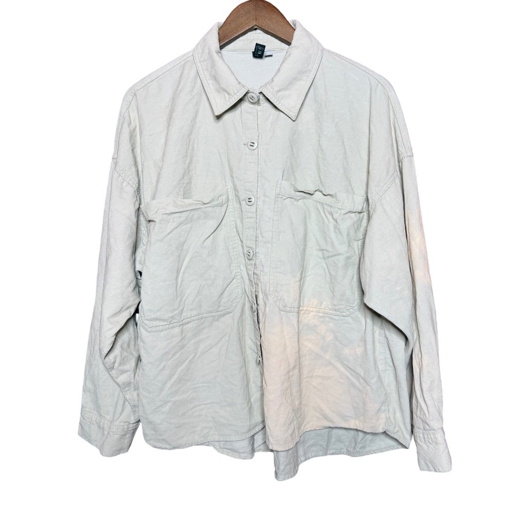 KUT‎ from the Kloth Women Size Large Corduroy Button Down Shirt Beige Oversized